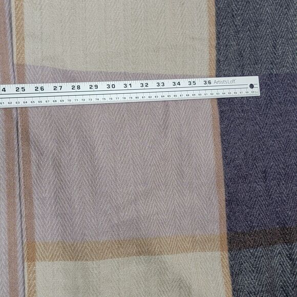 Woolrich Cape Shawl Wrap Womens Purple Herringbone Plaid Fringed Blanket Poncho - Picture 5 of 10